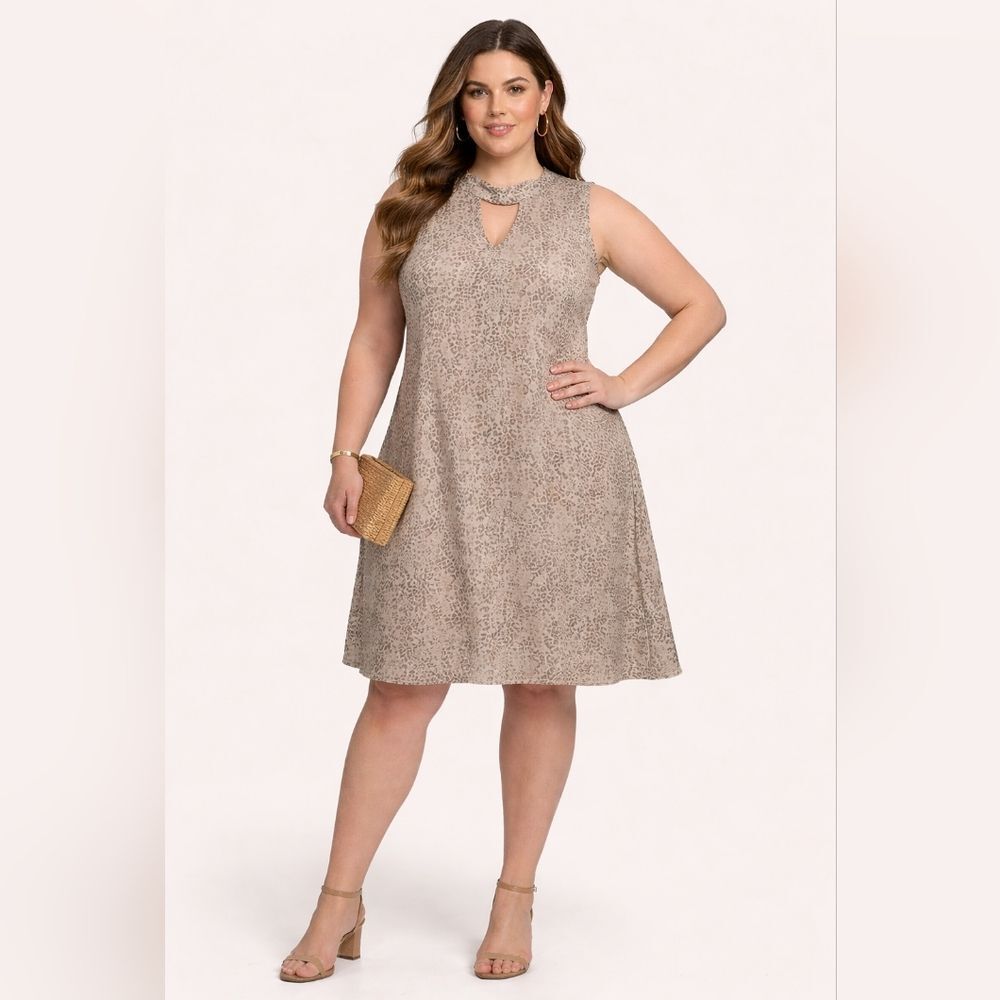 Cato Sleeveless Taupe Leopard Print Shift Dress Sz 26/28